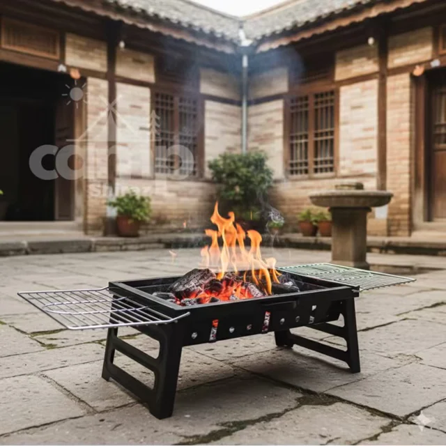 پک کامل کباب‌پز کارینو با بادبزن، انبر بلند و کیف برزنتی