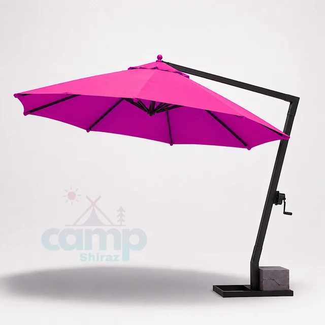 سایبان چتری چهار متری با رنگ بندی کامل و بسته بندی ایمن شیراز کمپ